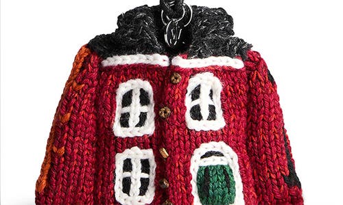 Jw Anderson House Cardigan Wool & Cotton Bag Charm In Brown