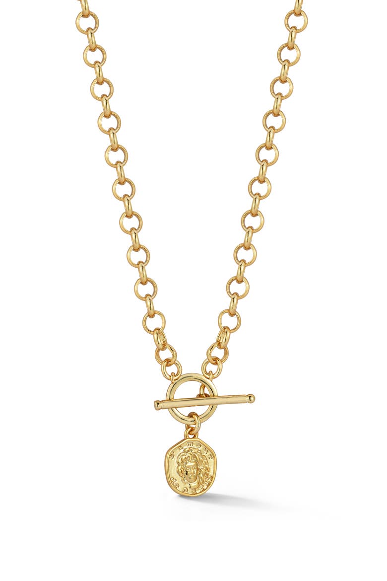 Coin Pendant Necklace, Main, color, GOLD