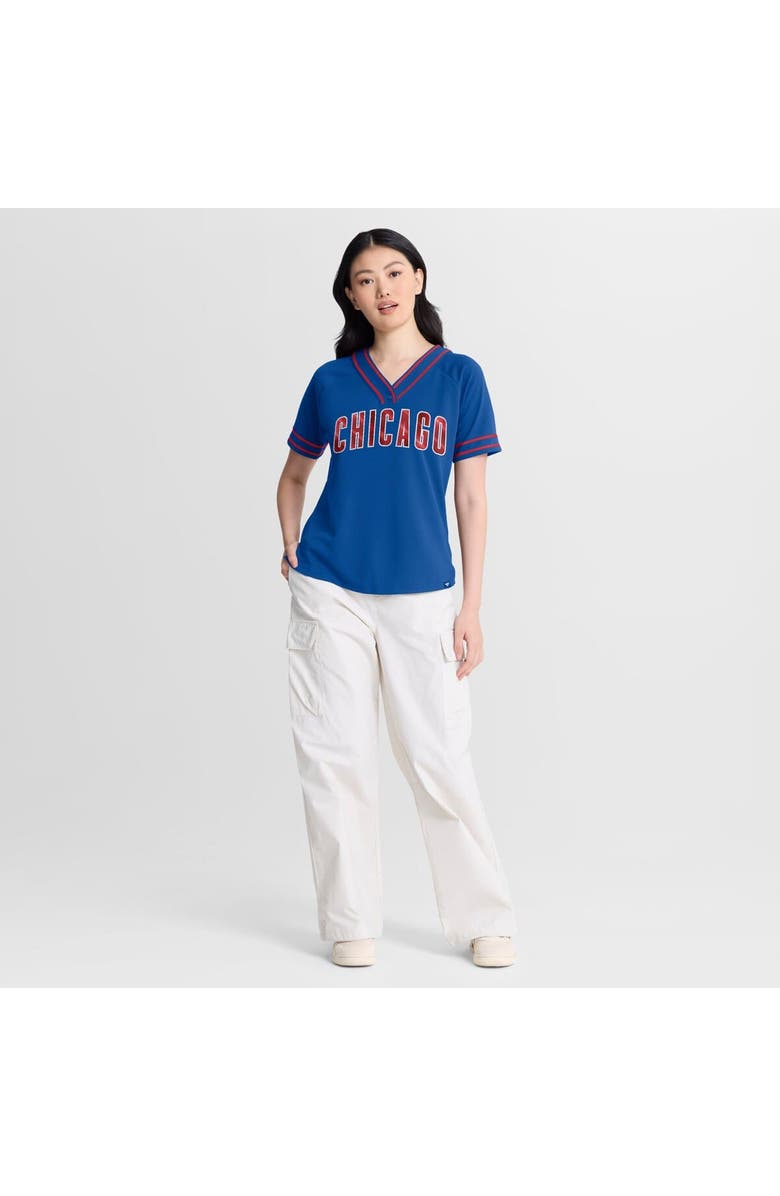 FANATICS Women's Fanatics Royal Chicago Cubs Diva Race Ahead Raglan V-Neck T-Shirt, Alternate, color, Royal