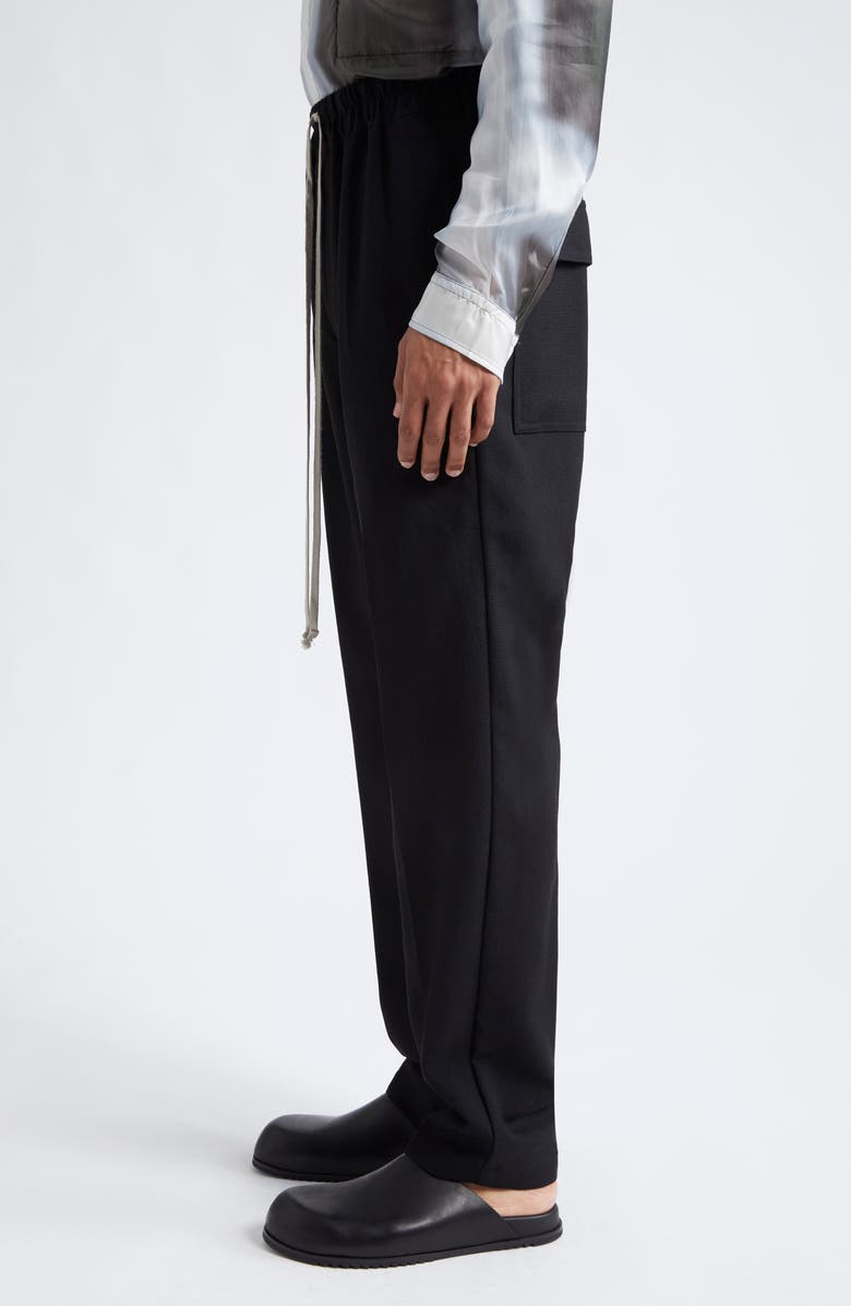 Rick Owens Straight Leg Drawstring Wool Pants, Alternate, color, Black