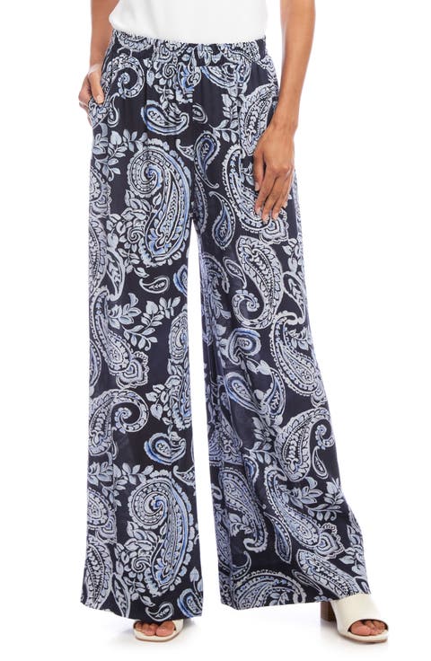 Paisley Print High Waist Wide Leg Pants