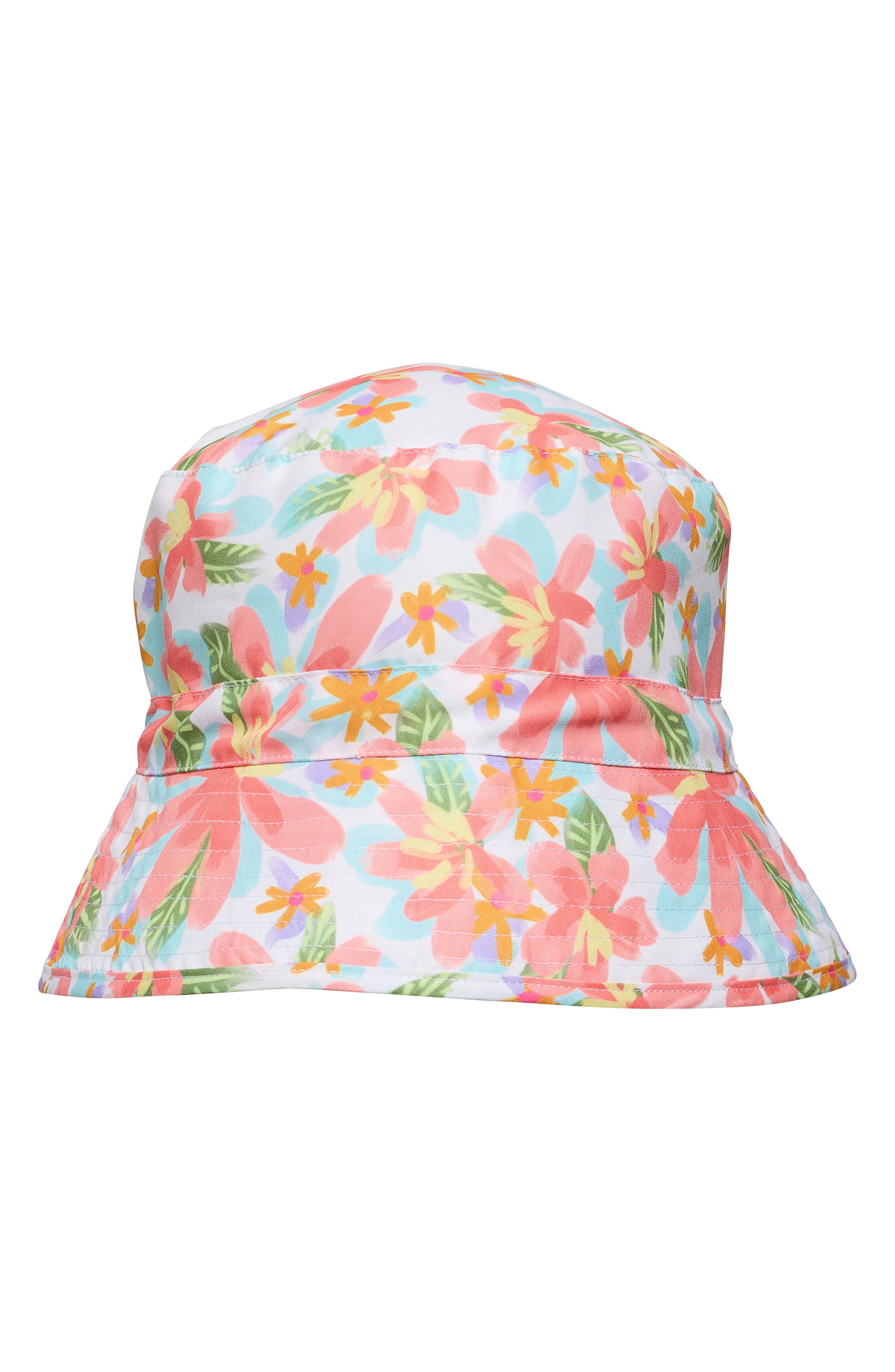 Snapper Rock Kids' Tropical Print Bucket Hat in White Multi 