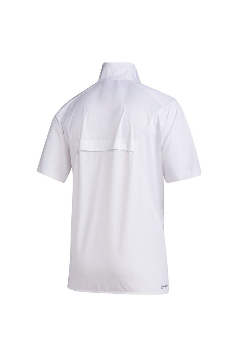 Men's adidas  White Texas A&M Aggies Ol' Sarge Sideline Short Sleeve Quarter-Zip Pullover Top, Alternate, color, White
