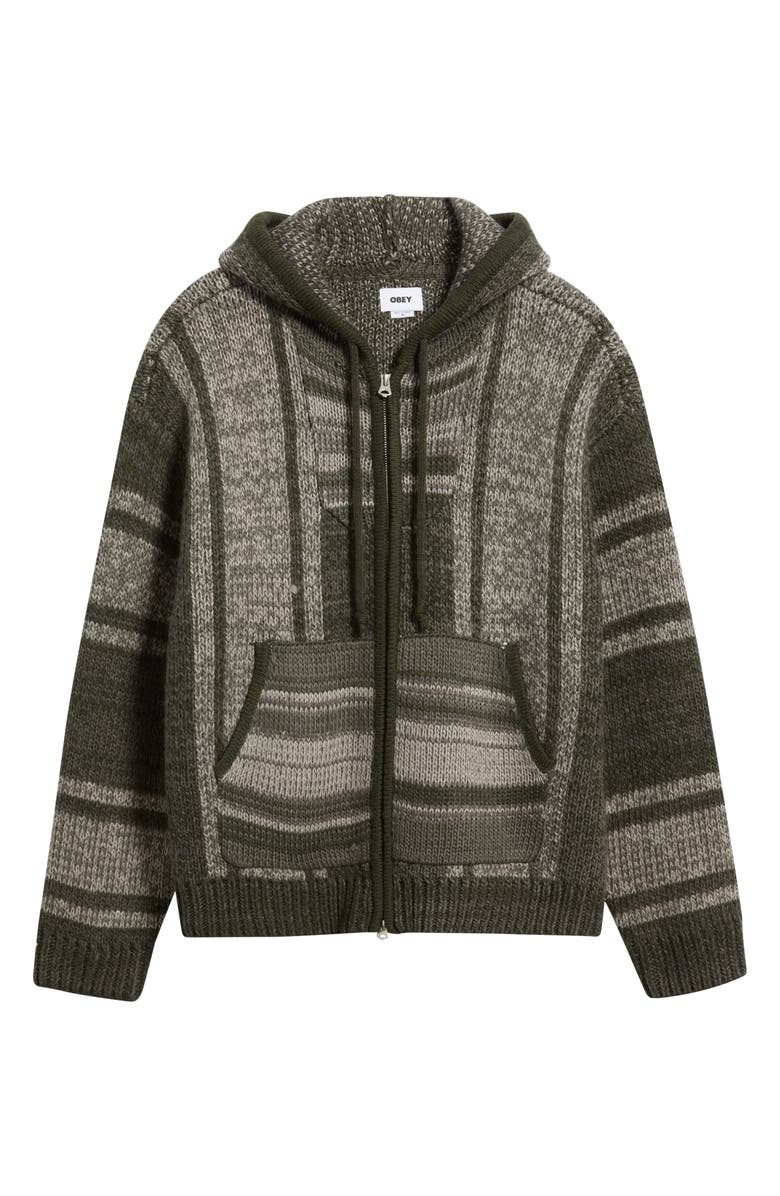 Obey Baja Zip Hooded Cardigan, Alternate, color, Leaf Multi