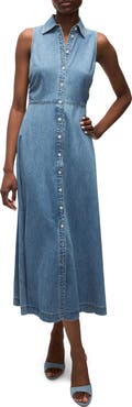 Veronica Beard Fuller Sleeveless Denim Midi Shirtdress