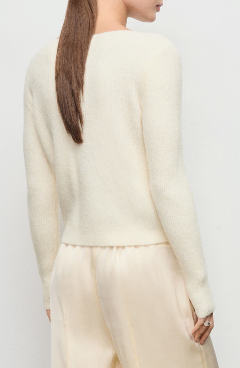 MANGO Boat Neck Rib Sweater, Alternate, color, Off White