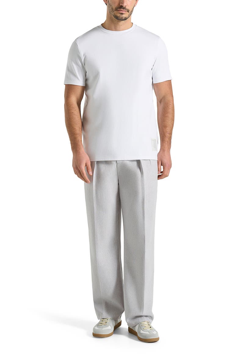 Pierre Relaxed Fit Textured Pleated Tailored Trousers, Alternate, color, Light Grey