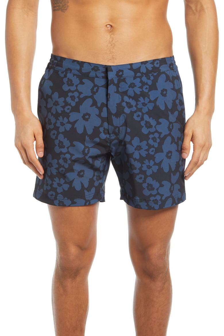 The Sextant Swim Trunks, Main, color, NAVY FLORAL