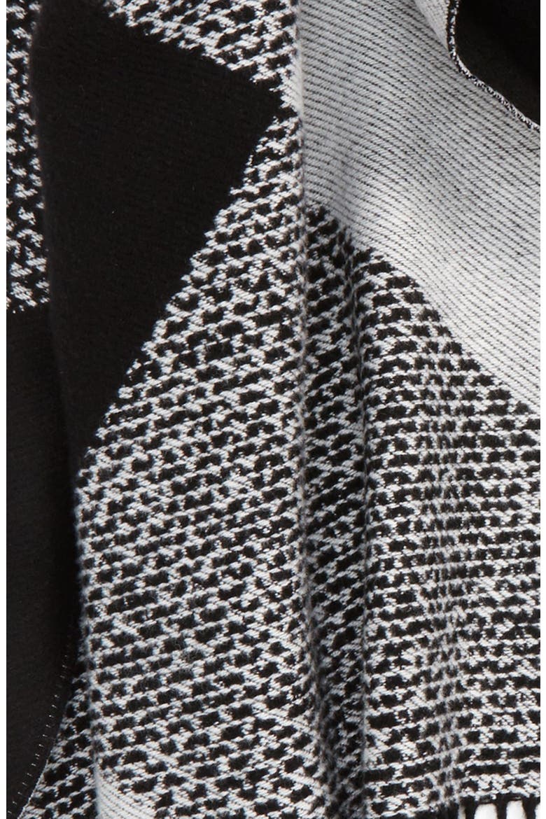 Check Print Cashmere Scarf, Alternate, color, BLACK/WHITE