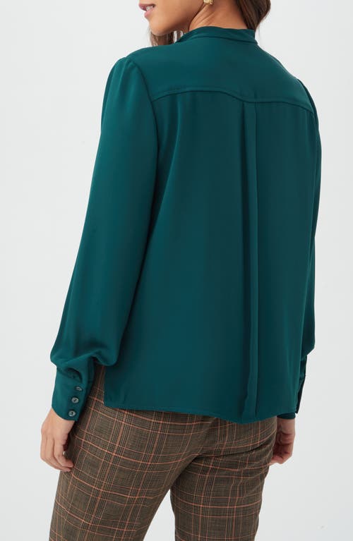 Trina Turk Adaeh Tie Neck Long Sleeve Button-up Top In Green