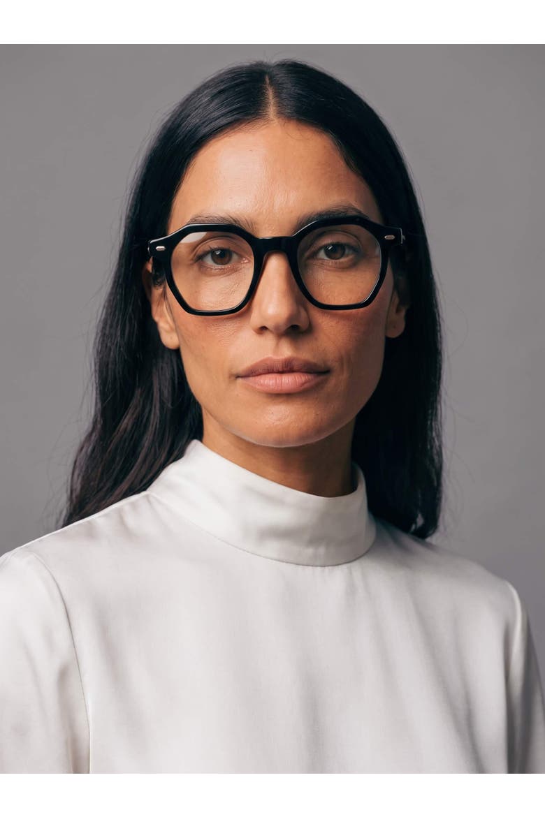 Focused 46mm Geometric Eyeglasses, Alternate, color, Obsidian Black