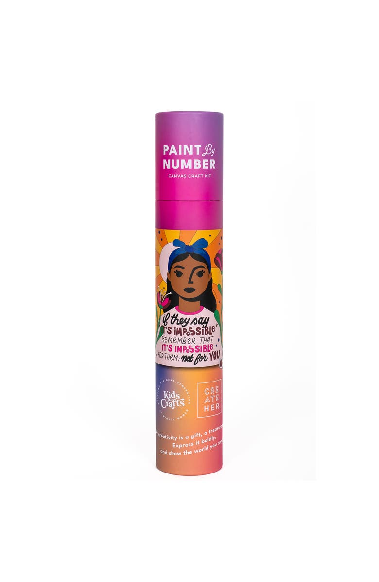 Kids Crafts Paint By Number "Nothing Is Impossible" Canvas Painting Allin1 Art Kit 7+, Main, color, 