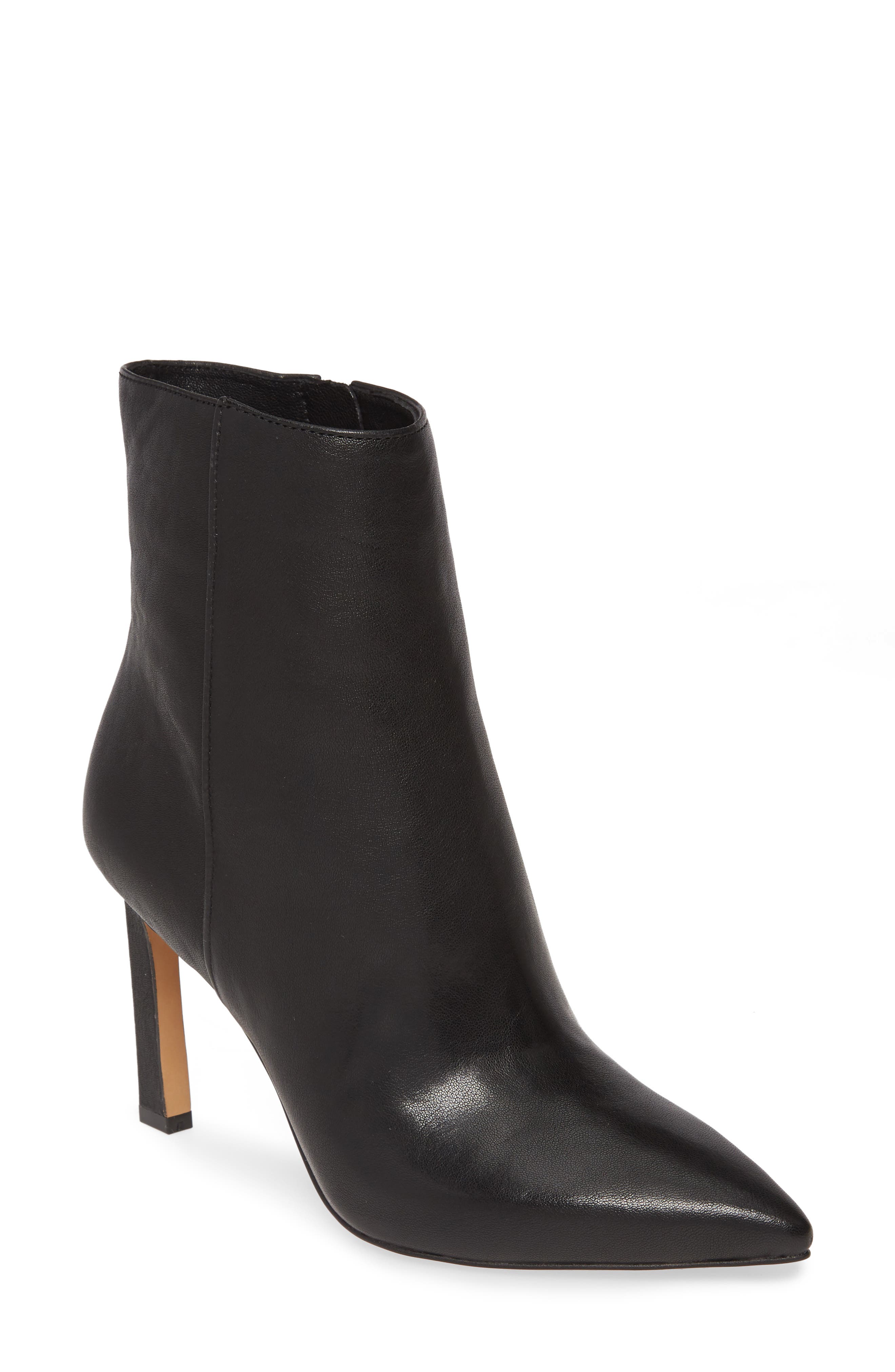 Sashala Pointed Toe Bootie, Main, color, BLACK LEATHER