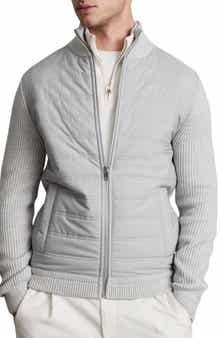 Reiss Trainer Quilted & Ribbed Hybrid Jacket