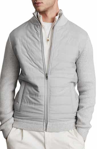 Reiss Trainer Quilted & Ribbed Hybrid Jacket