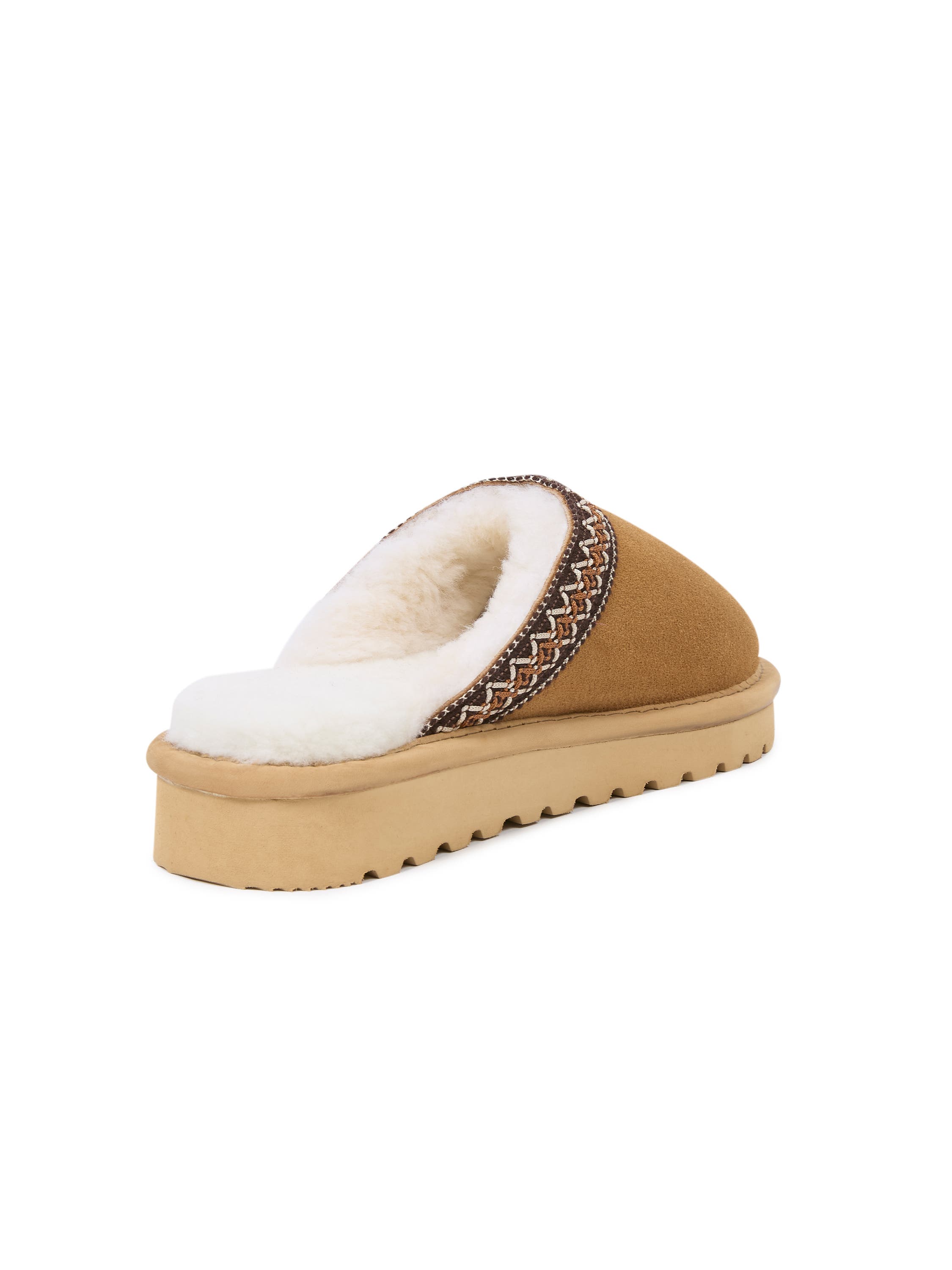 Celtic & Co. Braid Trim Shearling Slippers, Alternate, color, Spice