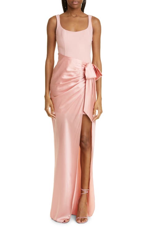 Marian Mix Media Side Ruched Gown