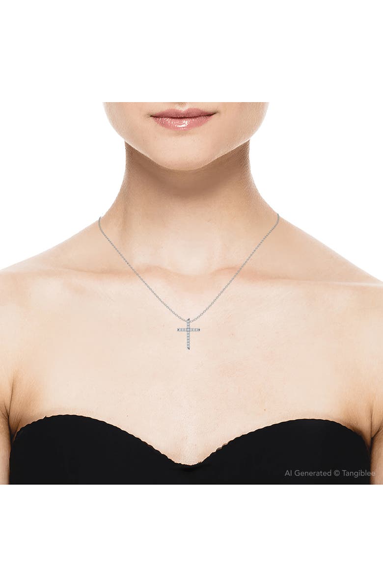 Bliss Diamond 1/2 Ct EX3 Lab Grown Diamond Cross Pendant Necklace 1" Tall 14k Gold, Alternate, color, 