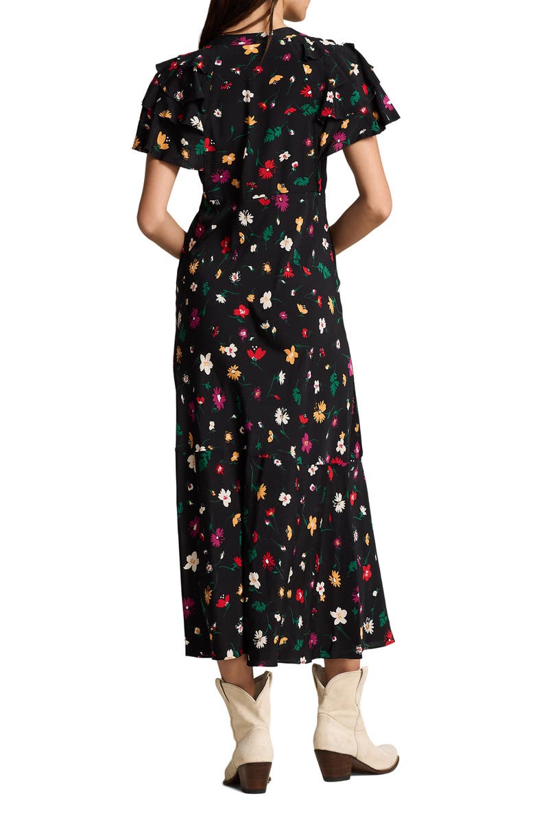 Nime Floral Mulberry Silk Crepe Midi Dress