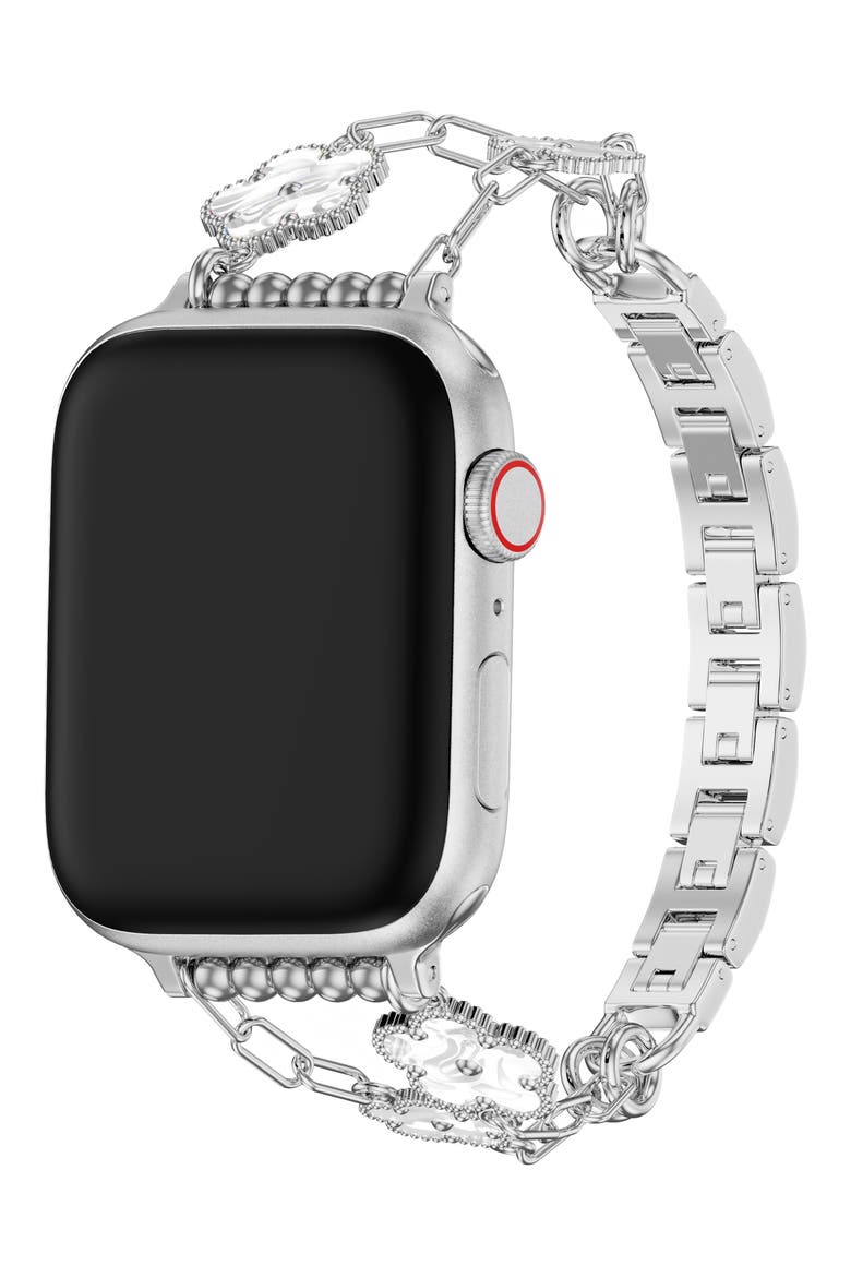 Flora Stainless Steel Apple Watch® Watchband, Alternate, color, SILVER
