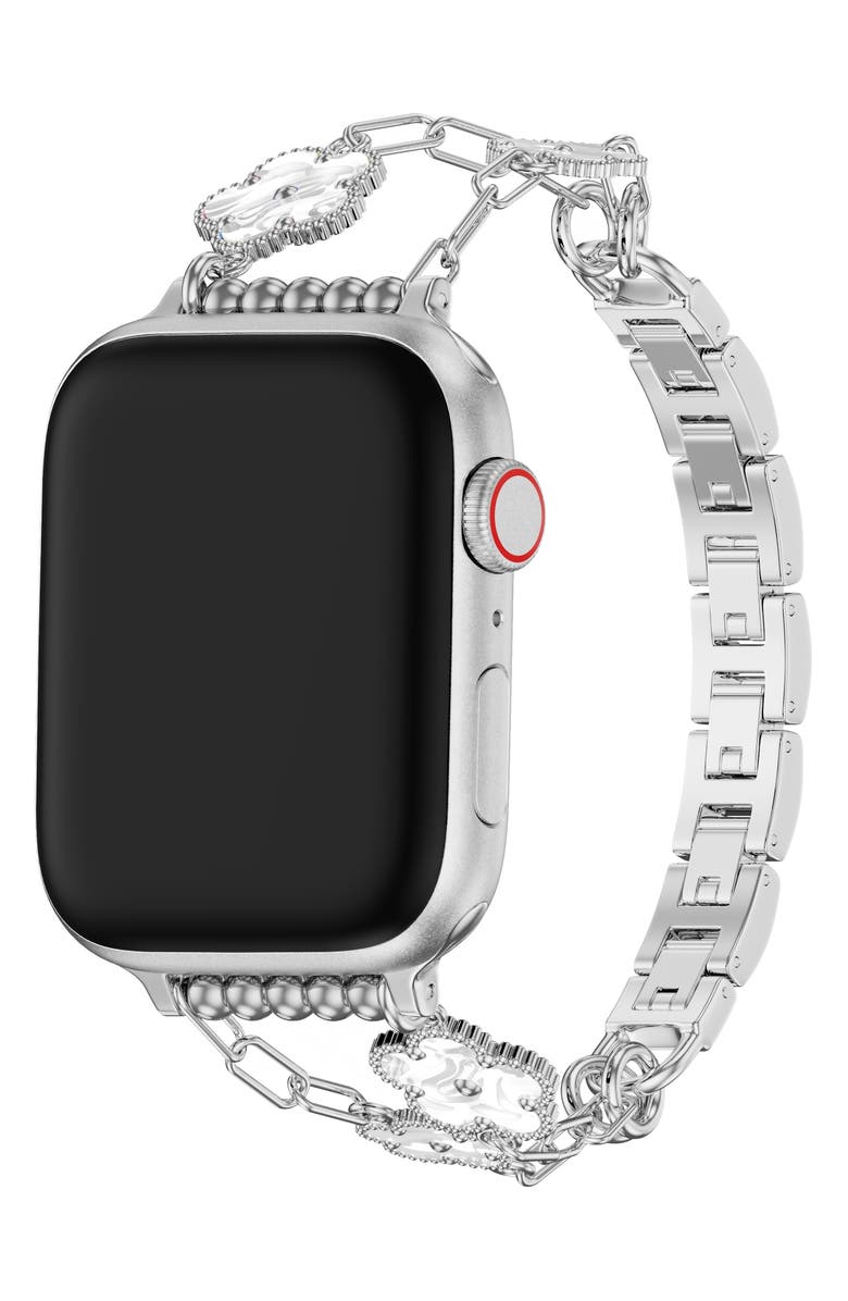 The Posh Tech Flora Stainless Steel Apple Watch<sup>®</sup> Watchband, Alternate, color, Silver
