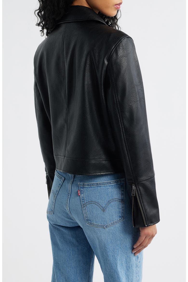 Faux Leather Moto Jacket, Alternate, color, BLACK
