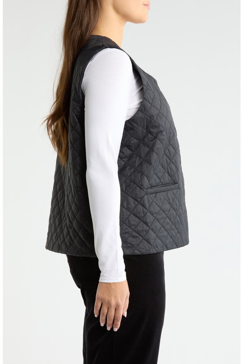 Diamond Quilted Recycled Nylon Vest, Alternate, color, BLACK