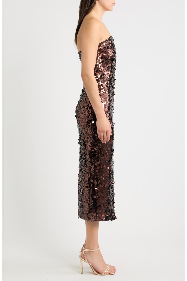 Paillette Strapless Body-Con Cocktail Dress, Alternate, color, CHOCOLATE