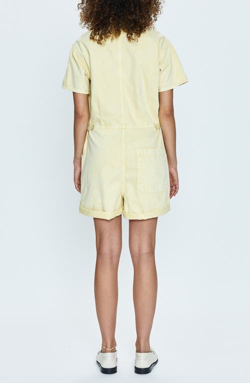 Pistola Parker Denim Romper In Soft Honey Snow