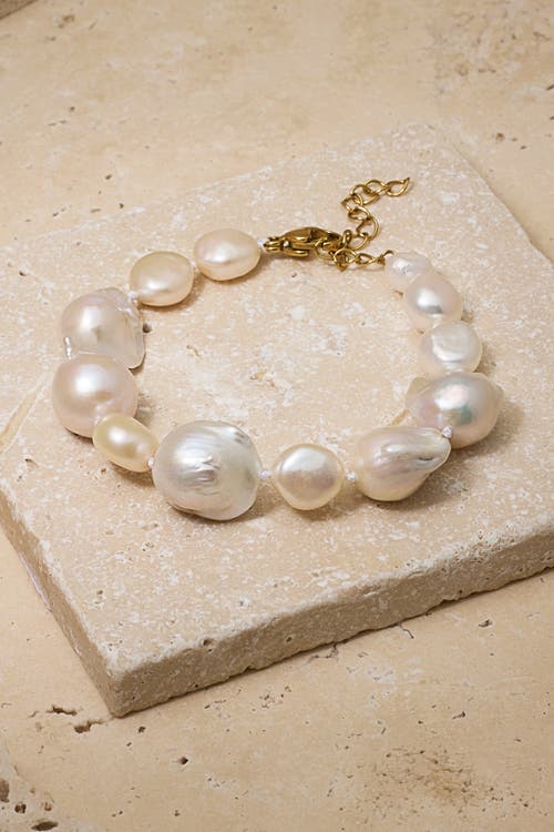 Untamed Petals Blake Baroque Pearl Bracelet In Neutral