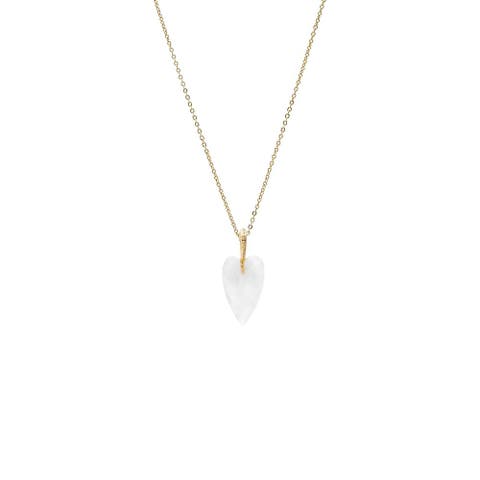 Natural Stone Elongated Heart Pendant Necklace