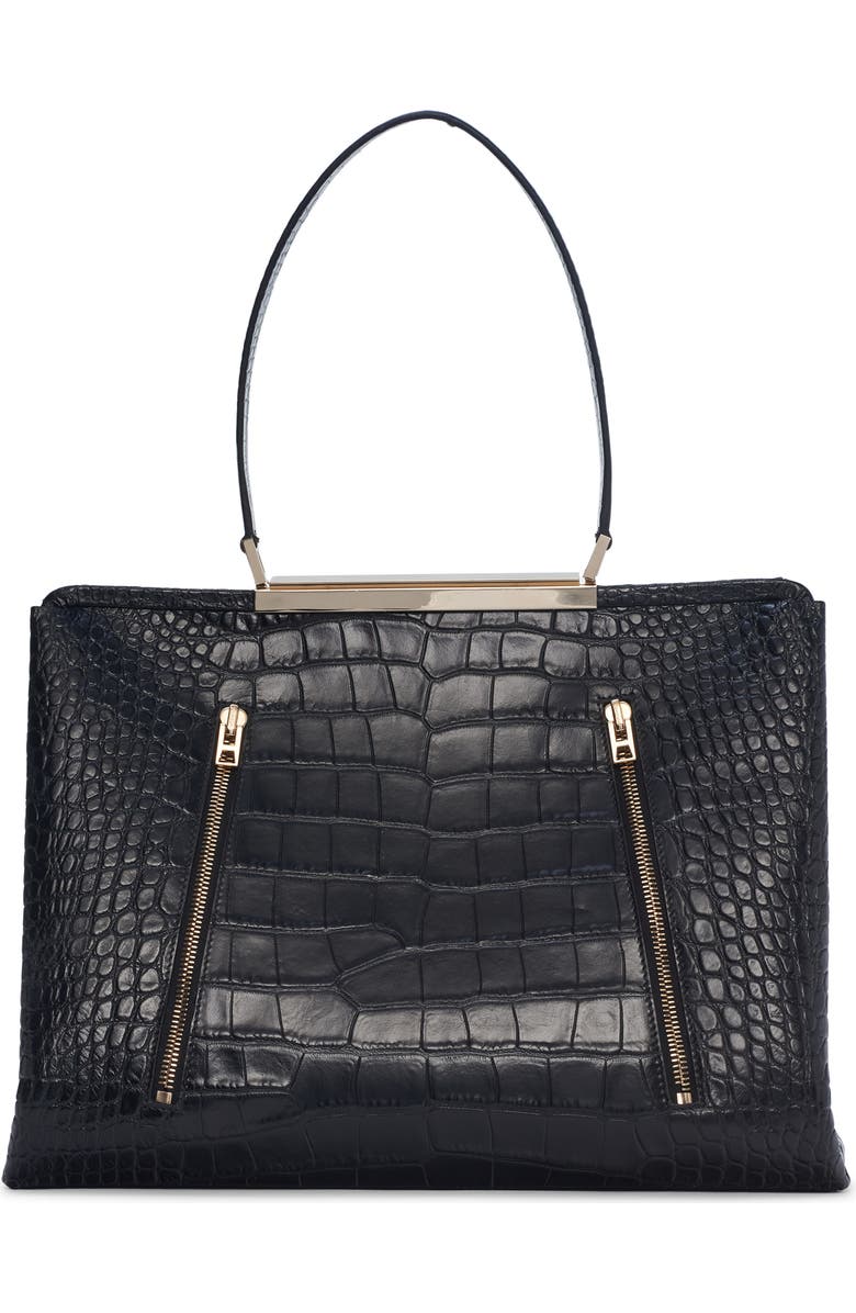 TOM FORD Patrick Croc Embossed Shoulder Bag, Main, color, Black
