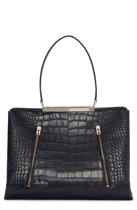 Patrick Croc Embossed Shoulder Bag