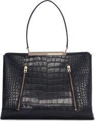 TOM FORD Patrick Croc Embossed Shoulder Bag