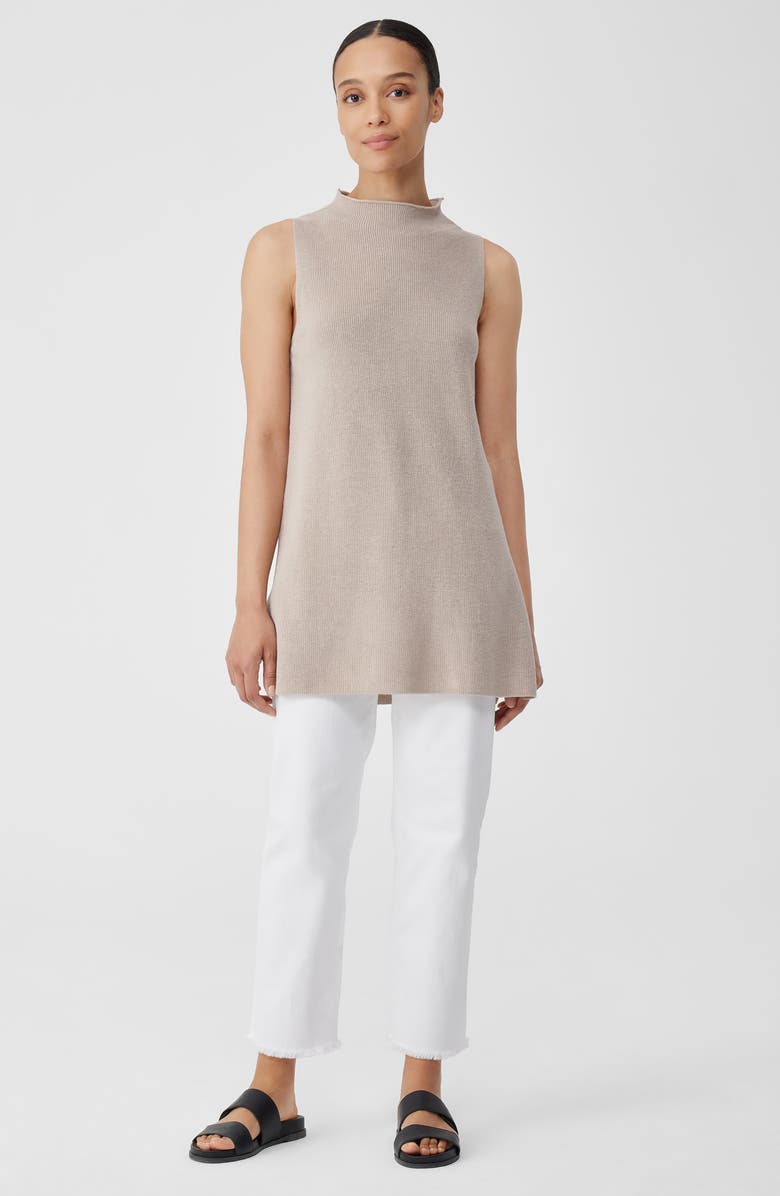 Eileen Fisher Sleeveless Funnel Neck Organic Linen & Cotton Sweater, Alternate, color, 