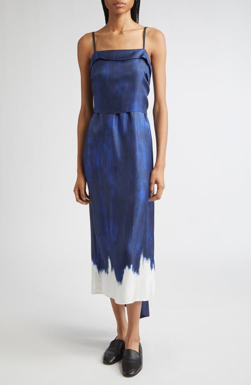 Proenza Schouler Wilma Abstract Print Layered Silk Dress In Blue