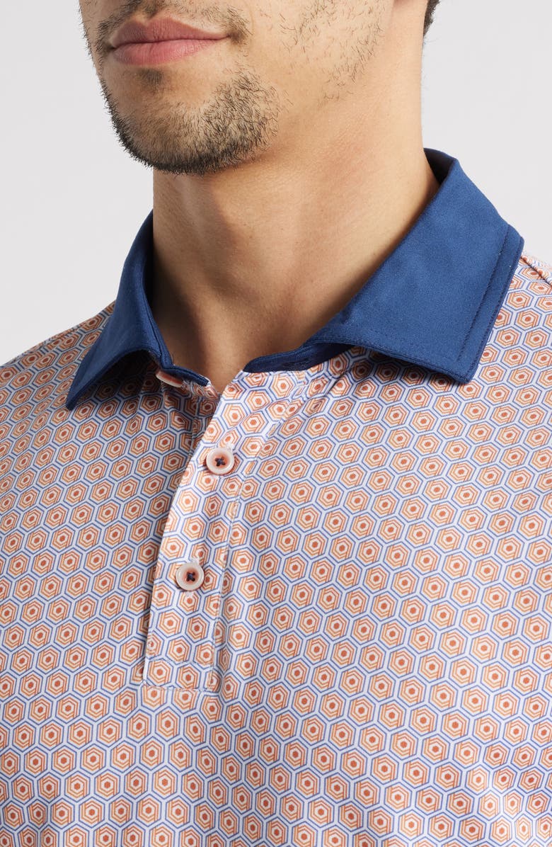 Johnston & Murphy XC4<sup>®</sup> + Cool Degree<sup>™</sup> Geo Print Performance Golf Polo, Alternate, color, Orange