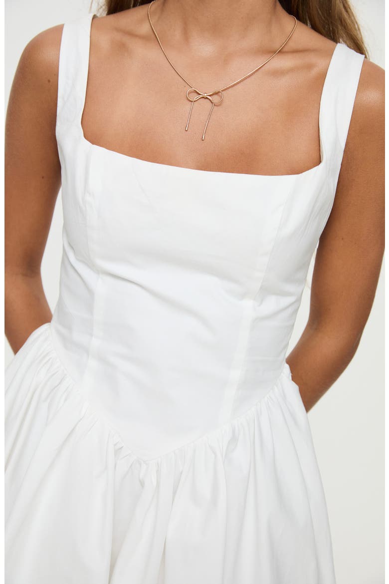 Straplie Organic Cotton Corset Minidress, Alternate, color, WHITE