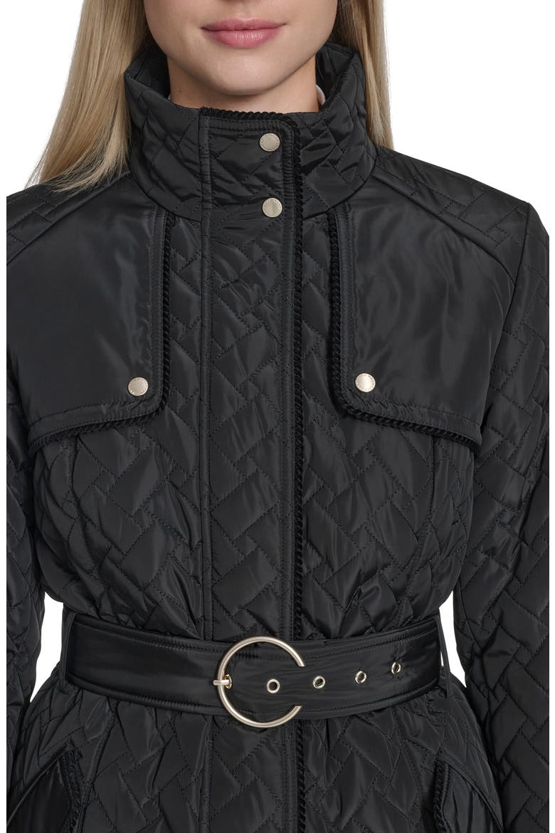 Signature Quilted Coat, Alternate, color, BLACK