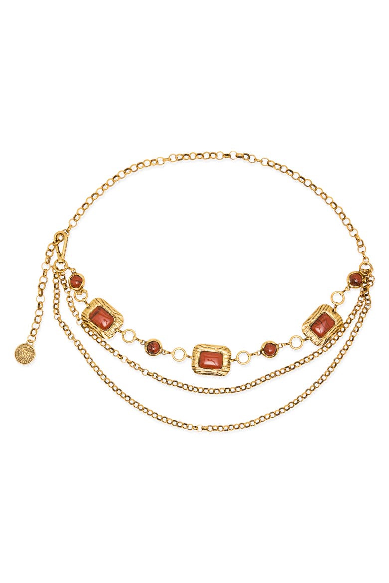 Layered Chain Belt, Alternate, color, DK RED