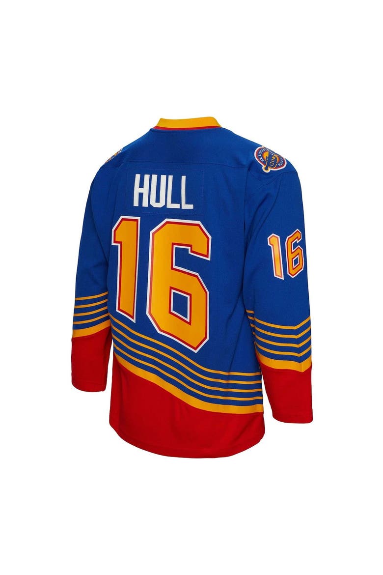 Men's Mitchell & Ness Brett Hull Blue St. Louis Blues  1995/96 Blue Line Player Jersey, Alternate, color, Blue