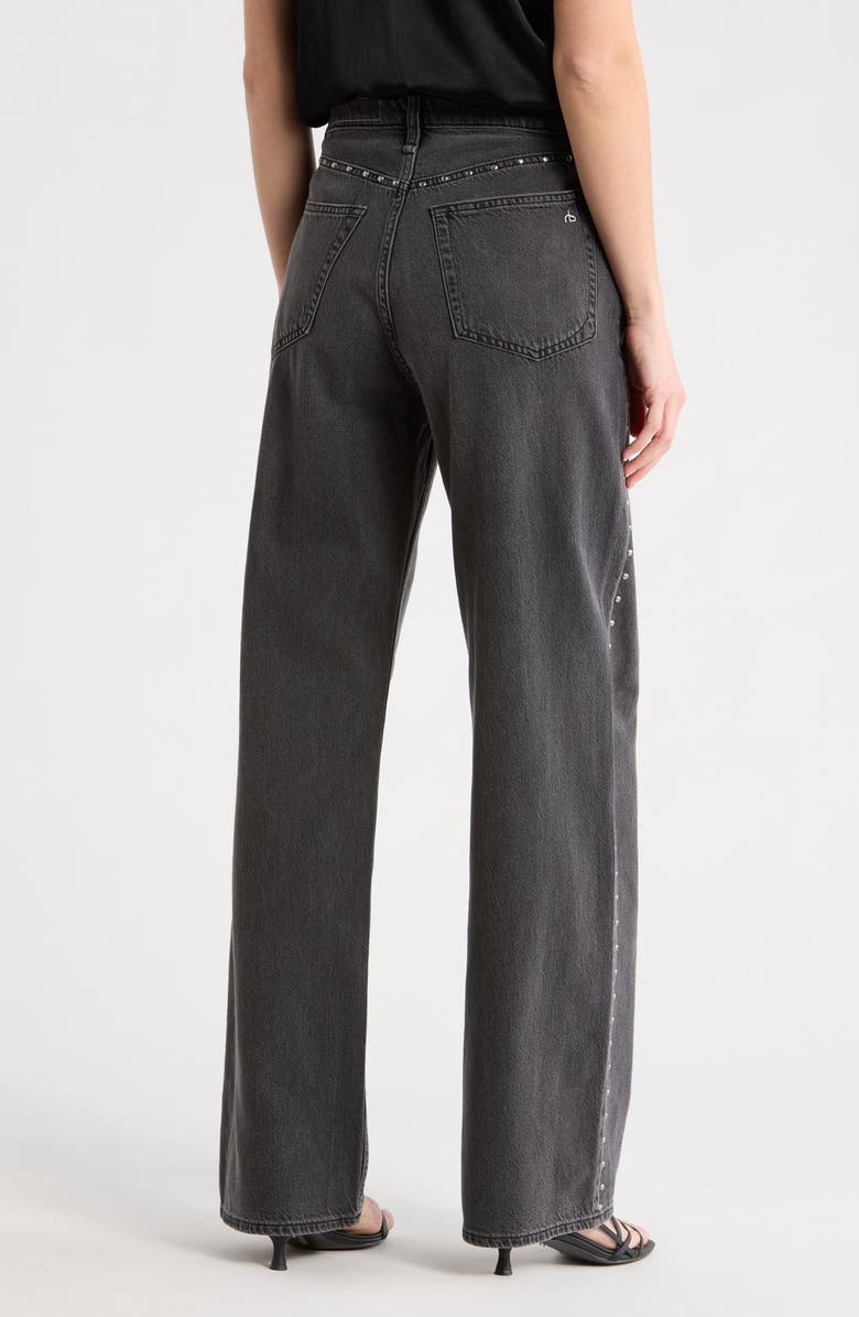 rag & bone Lori High Waist Wide Leg Jeans, Alternate, color, Black Stud