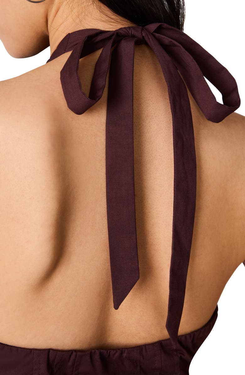 Steve Madden Dianna Halter Neck Stretch Cotton Minidress, Alternate, color, Chocolate