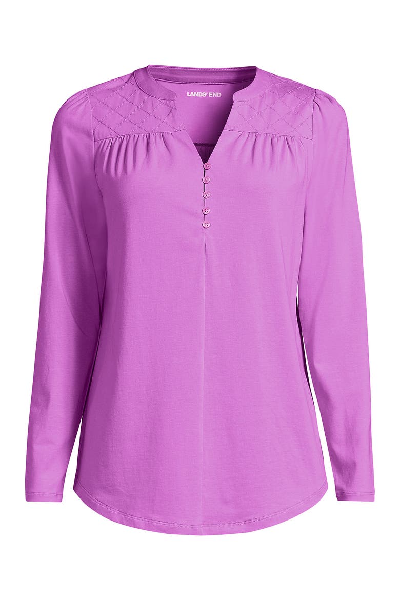 Long Sleeve Lightweight Jersey Notch Neck Tunic Top, Alternate, color, Aster Pink