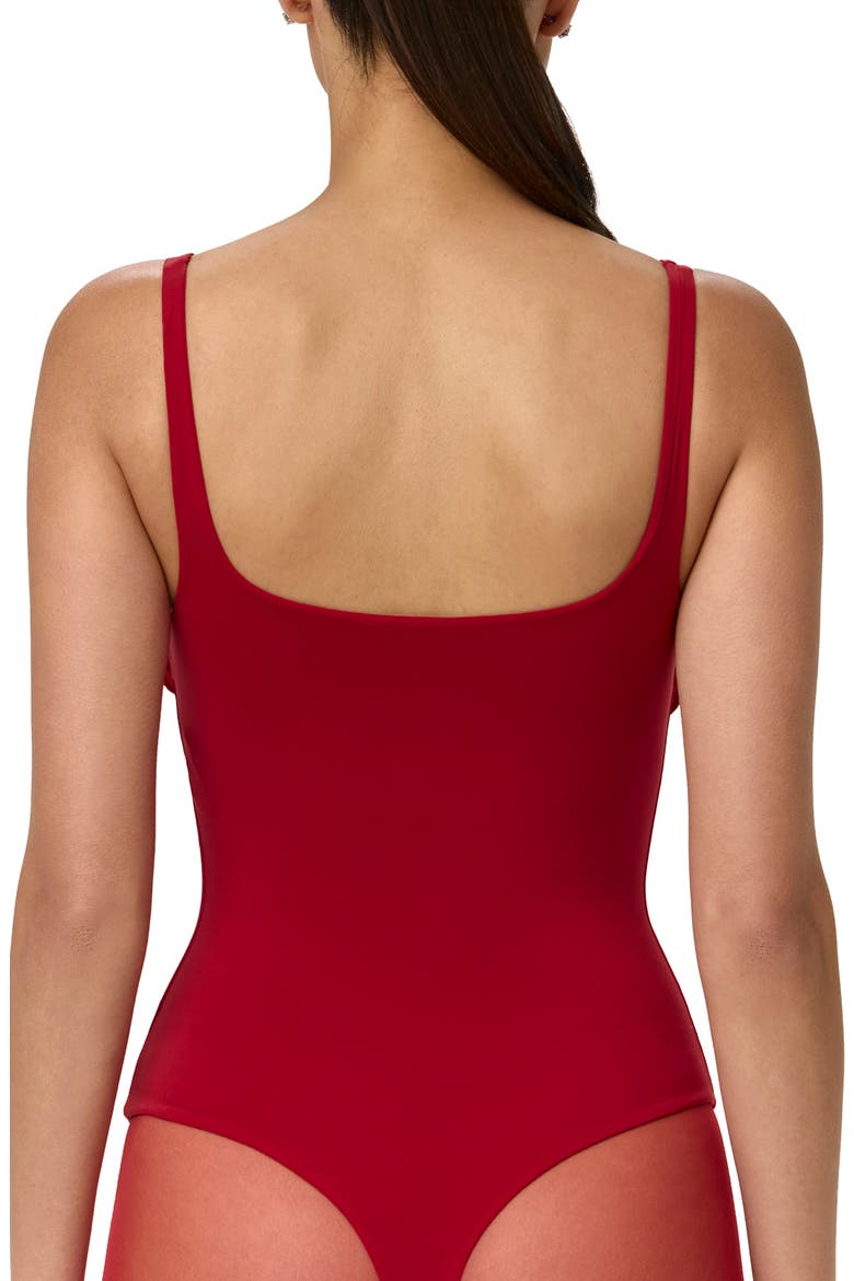 Rosette Bust Bodysuit, Alternate, color, RUBY RED