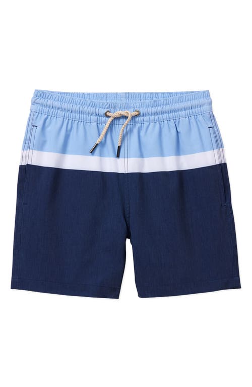 Fair Harbor Kids' Bayberry Wave Water Repellent Swim Trunks In Blue Depths Block
