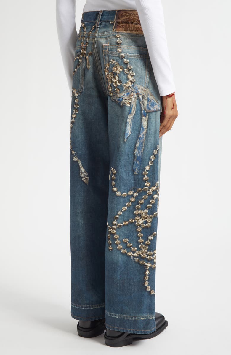 Acne Studios Gender Inclusive 1981 Loose Fit Trompe l'Oeil Jeans, Alternate, color, Mid Blue