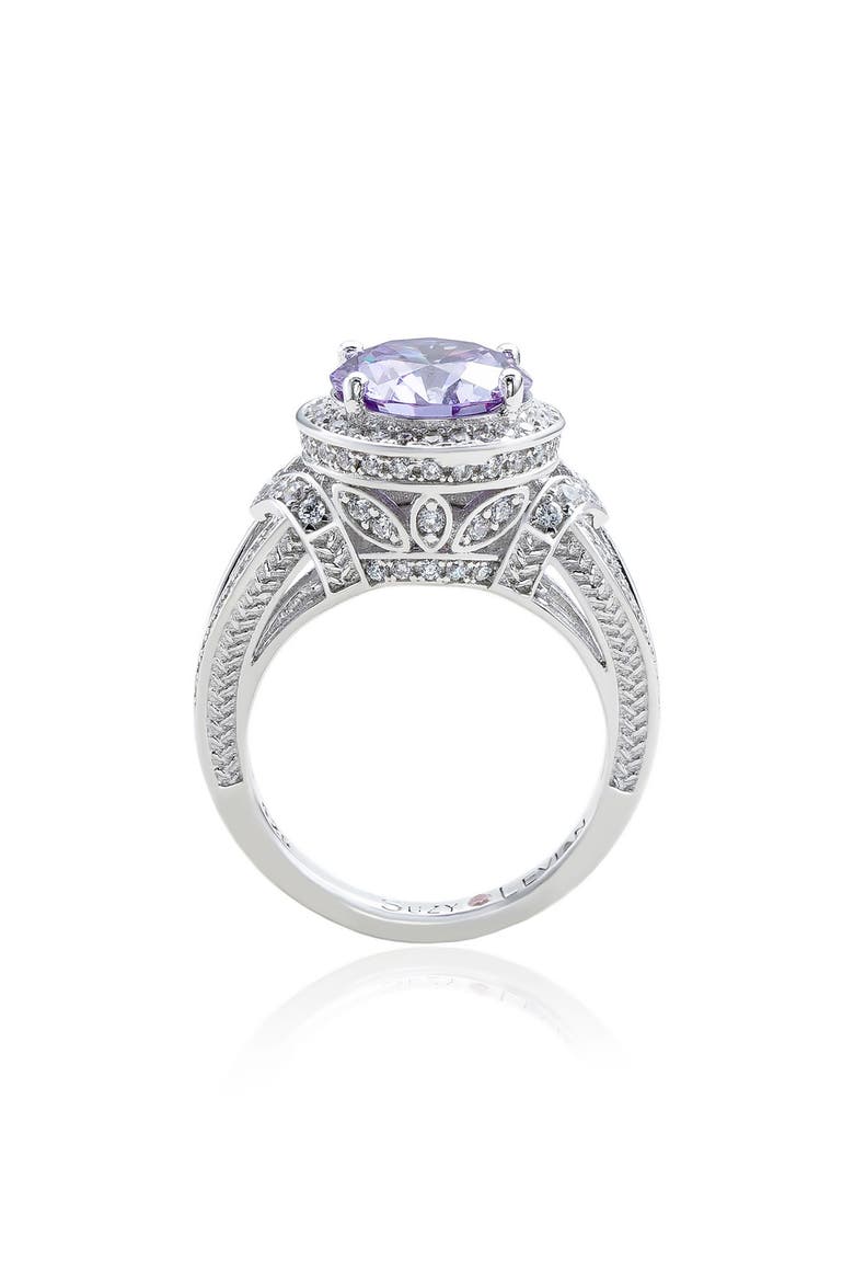 Sterling Silver Cubic Zirconia Pavé Engagement Ring, Alternate, color, PURPLE