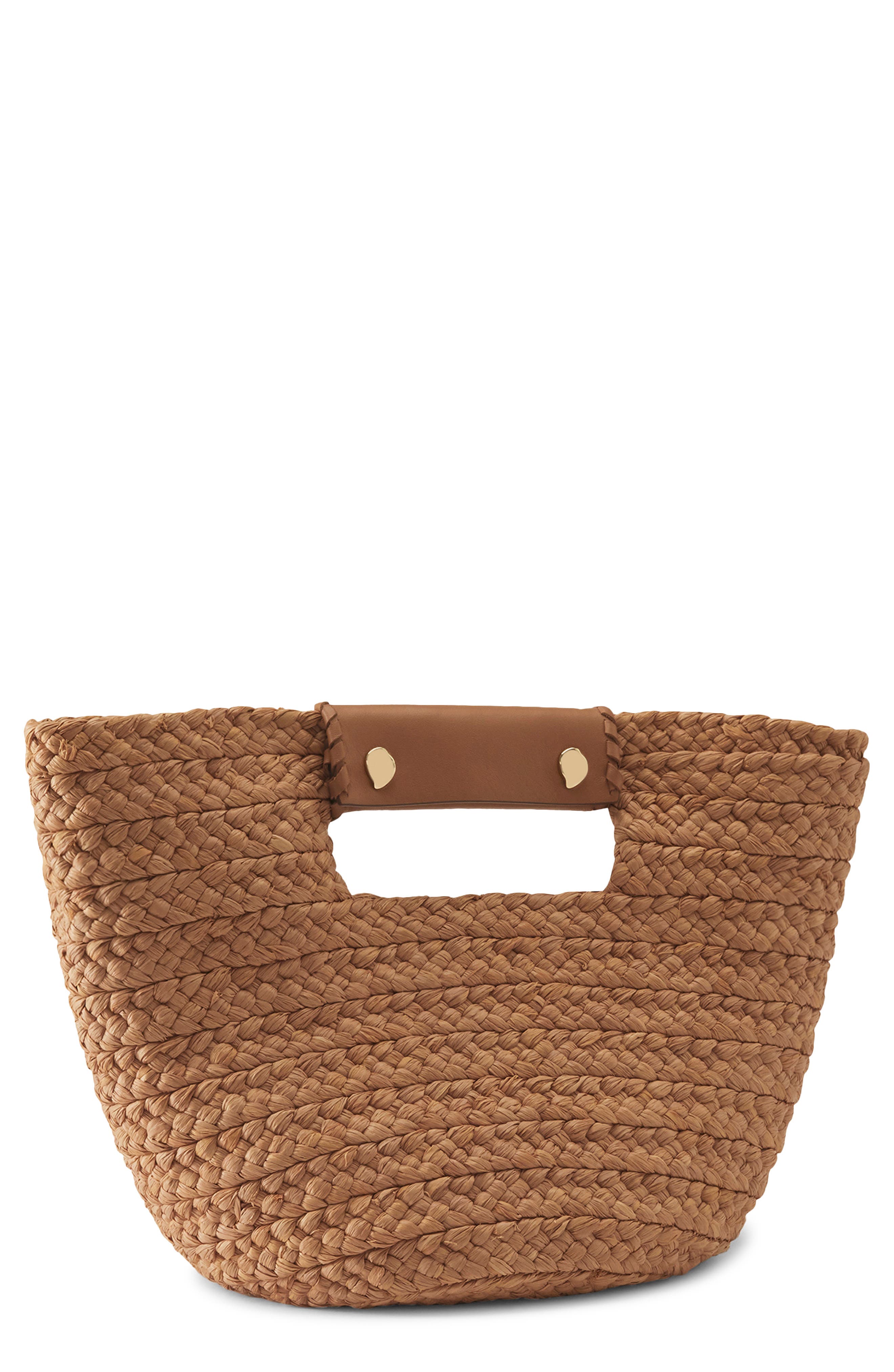 Helen Kaminski Mini Remi Braided Raffia Tote, Main, color, Nougat/ Caramel