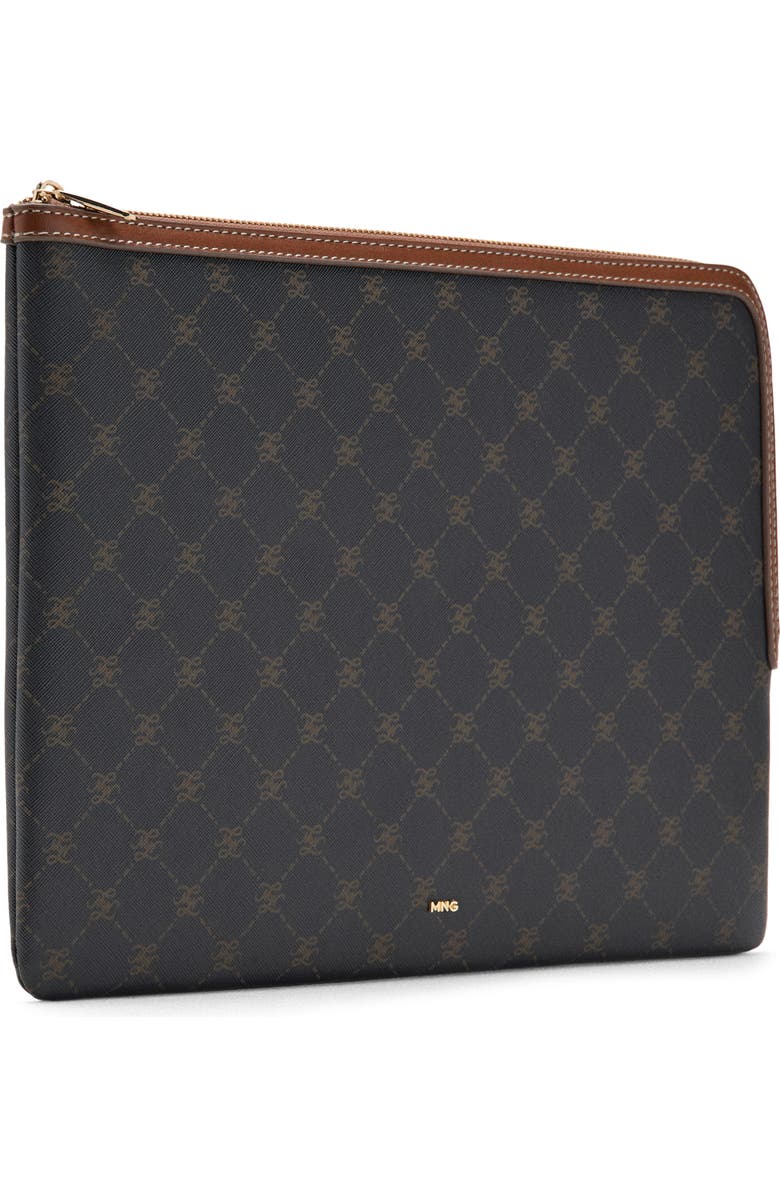MANGO Monogram Logo Faux Leather Laptop Case, Alternate, color, Brown